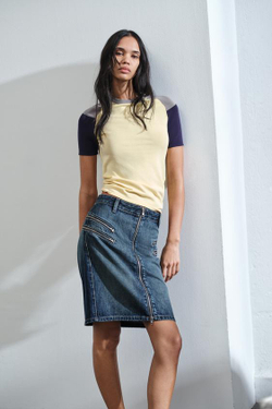 ZARA ДЖИНСОВАЯ ЮБКА TRF НА МОЛНИИ, ИНДИГО