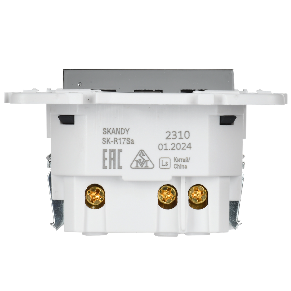 SKANDY Розетка с заземлением с защитными шторками 16А с USB C 18Вт SK-R17N металл никель IEK