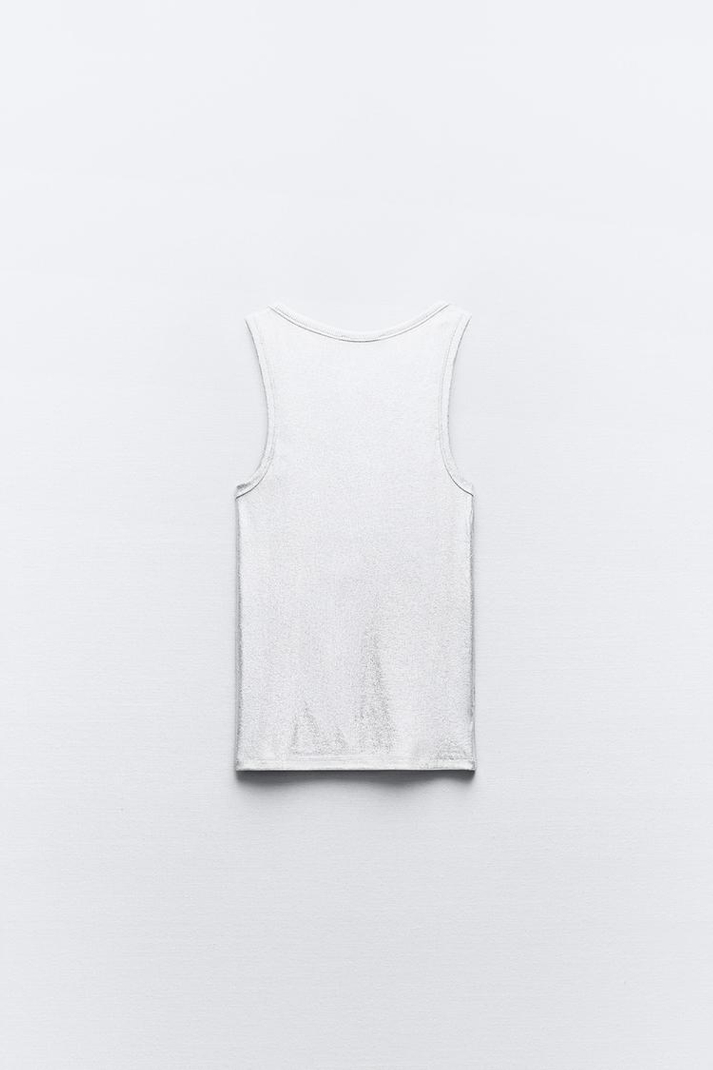 ZARA ТОП В РУБЧИК С МЕТАЛЛИЗИРОВАННОЙ ОТДЕЛКОЙ, СЕРЕБРИСТЫЙ