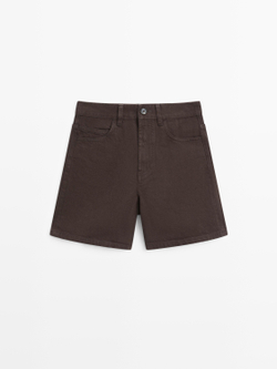 Massimo Dutti Джинсовые шорты со средней посадкой, шоколадный