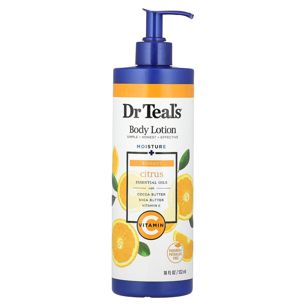 Dr. Teal's, лосьон для тела, увлажнение и сияние, цитрус, 532 мл (18 жидк. унций)