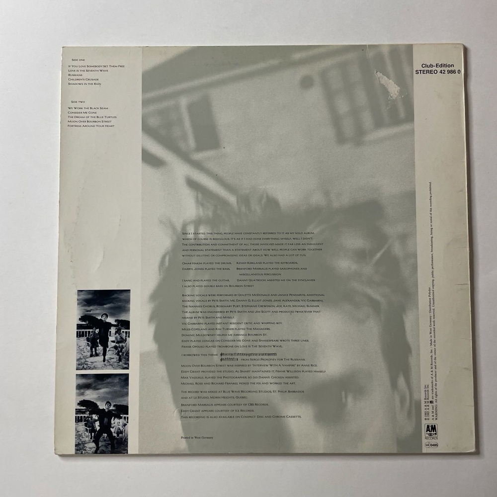 Винтажная виниловая пластинка LP Sting The Dream Of The Blue Turtles (Germany 1985) Russians