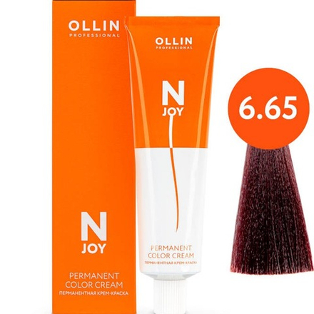 OLLIN PROFESSIONAL N-JOY - перманентная крем-краска для волос, 6/65 темно-русый красно-махагоновый, 100 мл