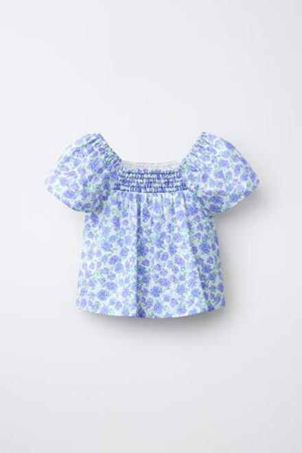 ZARA ТОП С ЦВЕТОЧНЫМ ПРИНТОМ, ЛАВАНДОВЫЙ