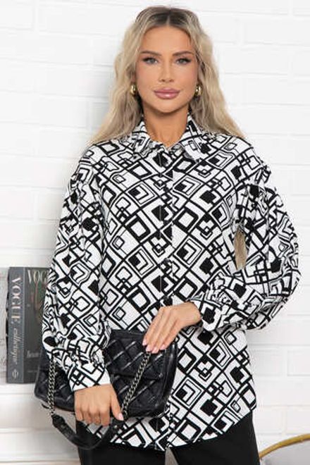 Блуза хлопковая Танец линий (черно-белая) Б14856-14М LT Collection