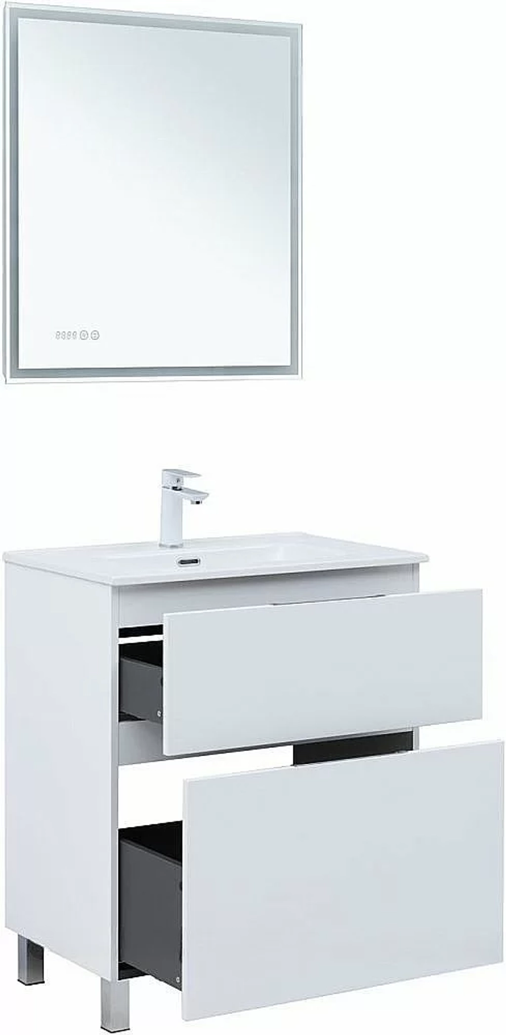 Тумба с раковиной Aquanet Алвита new 70 344133+329254 белая матовая