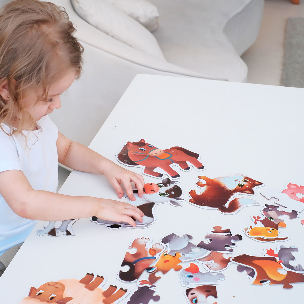 Домашние животные, картонные пазлы