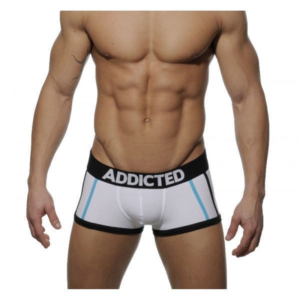 Мужские трусы боксеры белые с бирюзовым Addicted Boxer