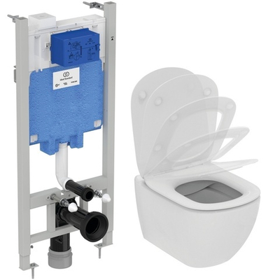 Промо-комлект 4 в 1 T536001 TESI Rimless+ Безободковый подвесной унитаз, сиденье и крышка T552201, R046367 PROSYS 2.0 встраиваемая инсталляция