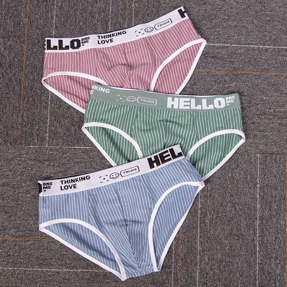 Набор из 3 трусов-брифов в тонкую полоску (Размер: 4X) (Цвет: разноцветный)