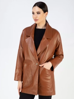 Куртка кожаная удлиненная оверсайз пиджак