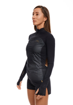 ЛОНГСЛИВ С МЕМБРАННОЙ ВСТАВКОЙ ЖЕНСКИЙ 1/2 ZIP MEMBRANE | BLACK/GOLD