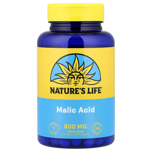 Nature's Life, Яблочная кислота, 800 мг, 100 вегетарианских капсул