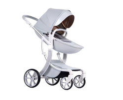 Коляска-трансформер 3в1 LUXMOM 608-2 с автолюлькой, коричневая ЭкоКожа