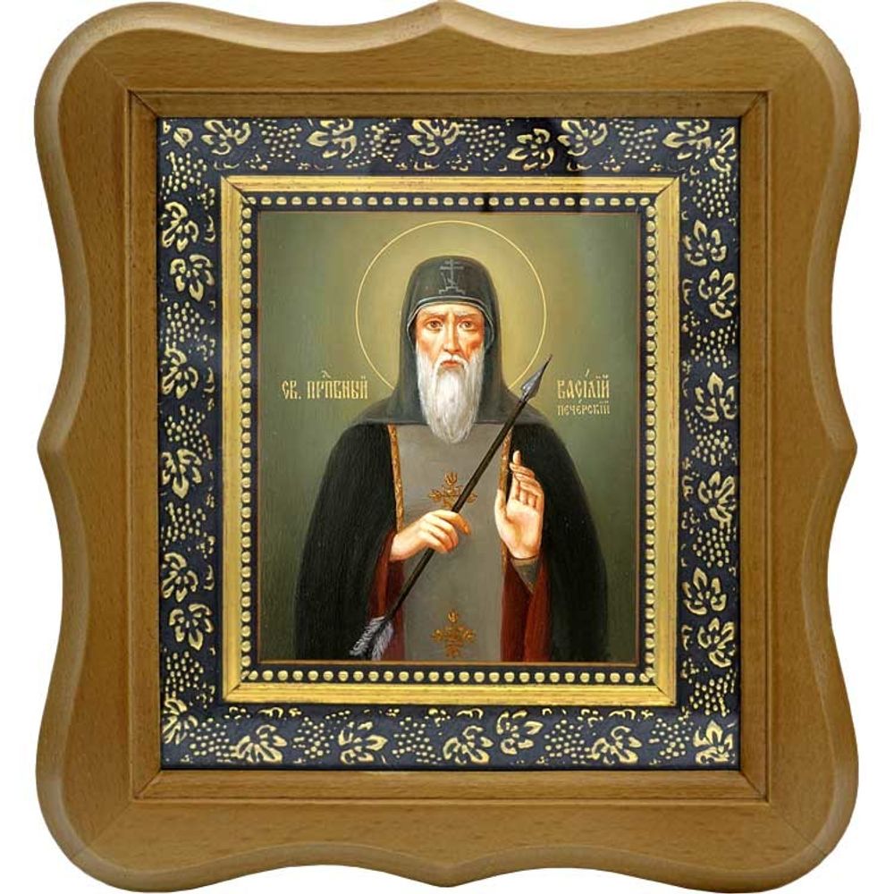 Василий Печерский, преподобномученик, иеромонах. Икона на холсте.