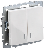 BRITE Выключатель 2-клавишный с индикацией 10А ВС10-2-1-БрБ белый IEK