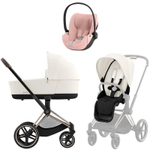 Коляска Cybex Priam IV Rosegold complete Cloud T Peach Pink Plus Base T 3 в 1 Off White