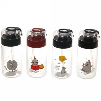 Бутылка питьевая стеклянная 300мл «Веселые Котики»