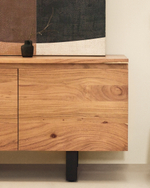 Тумба под телевизор Uxue с 4 дверцами из массива акации с беленой отделкой 200 x 58 см