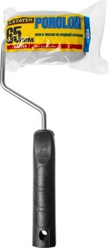 STAYER ПОРОЛОН, 44 х 90 мм, бюгель 6 мм, ворс 2 мм, для водоэмульсионных, акриловых красок и эмали, малярный валик (0360-09)