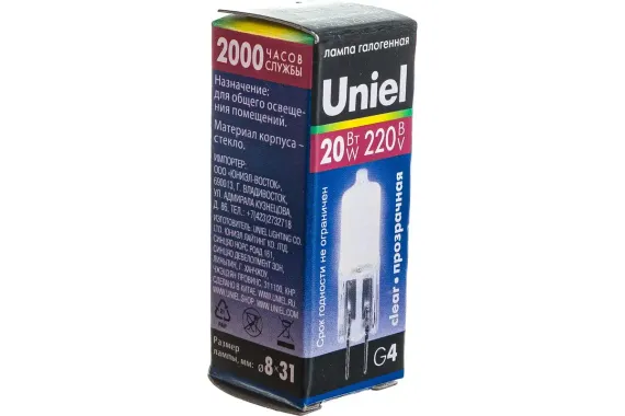 Лампа галогенная Uniel 220V JC GU4 20W 16802