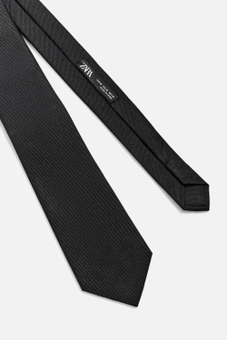 ZARA БАЗОВЫЙ ГАЛСТУК ИЗ 100% ШЕЛКА, ЧЕРНЫЙ