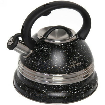 Чайник из нержавеющей стали 3,5л «Грация» со свистком, черный