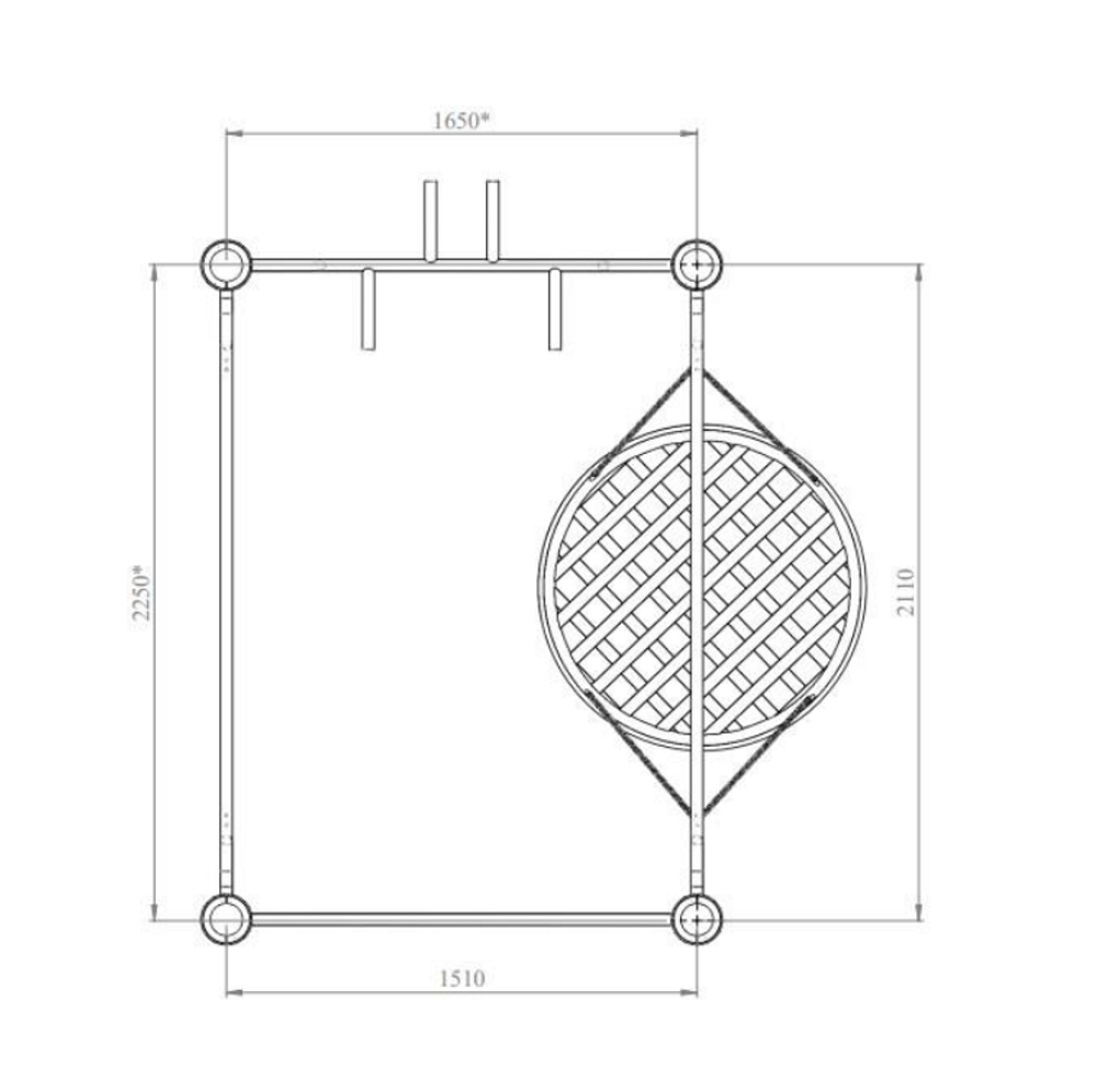 Спортивный комплекс №71, качели, шведская стенка и турник, 2250*1650*2700 мм., D=89 мм.