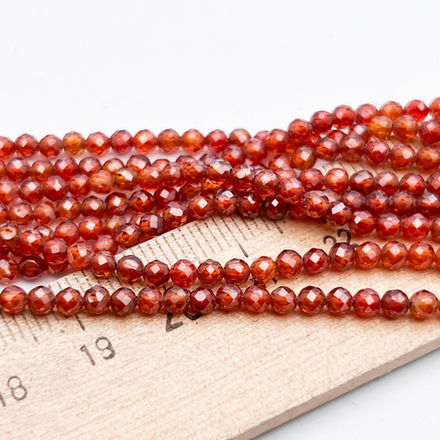 Фианит (кубический цирконий), цвет сердолик, размер 3 мм, цена за нить 38 см