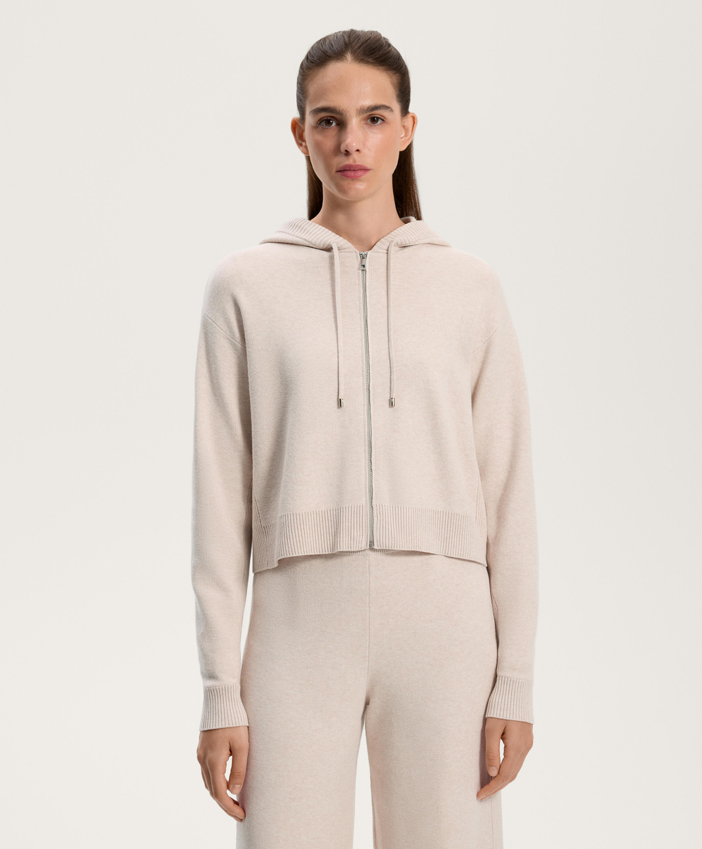 Oysho Вязаная куртка с капюшоном, каменный