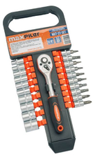 Набор инструментов MaxPiler 22 (21 предмета, торцевые головоки с трещоткой и удлинителем ,1/4''CrV)