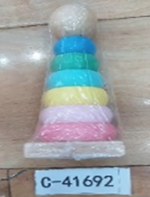 Пирамидка дер. круглая 7 колец + основание, C-41692