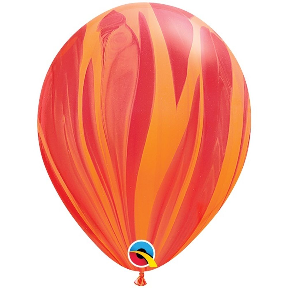 Воздушные шары Qualatex с рисунком Супер Агат Red Orange, 25 шт. размер 11&quot; #1108-0344