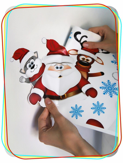 Новогодние наклейки стикеры на подарки, окна, декор для дома