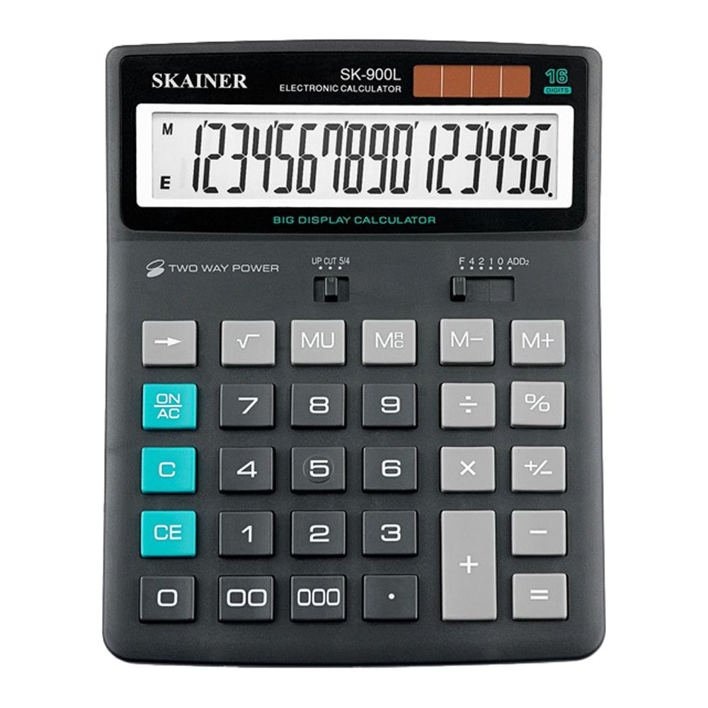 Калькулятор настольный SKAINER 16 Bit, LCD, 20,2*15,5*3,5 см, чёрный Калькулятор настольный SKAINER 16 Bit, LCD, 20,2*15,5*3,5 см, чёрный