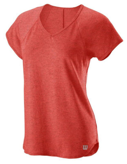 Женская футболка теннисная Wilson Training V-Neck Tee W - hot coral