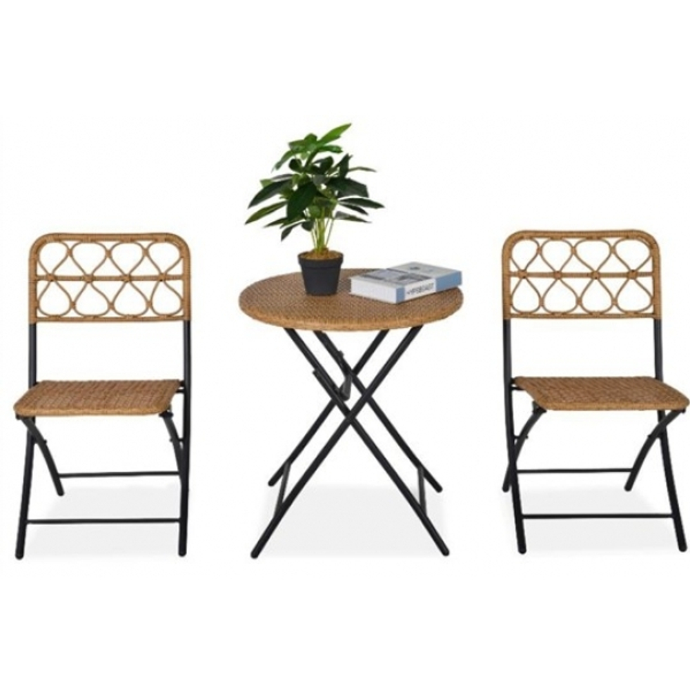 Набор садовой мебели Аруба (столик+2 складных стула), ротанг искусственный, бежевый, SG-22012
