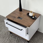 Тумба прикроватная на ножках с ящиками ROYAL 5203 эко (Дуб Веллингтон-Черный-р.черная)