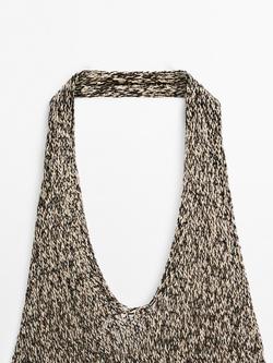 Massimo Dutti Контрастное длинное платье - Studio, ванильный