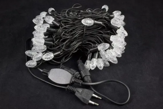 Светодиодная нить Шишки 10 м., 220V, 100 разноцветных LED ламп, черный каучук, соединяемая, Winner Light (m.01.7B.100+2,5B)