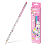 Набор ч/г карандашей, Yalong HB, "Let's be", дерево, с ластиком, трехгранный, заточенный, корпус с принтом, ассорти, 12 шт/уп, европодвес