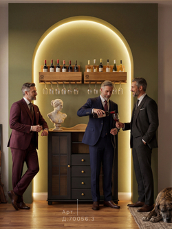 Винная полка Вермонт из дуба, 50х22х12, органайзер для бокалов и бутылок, MAKOSA