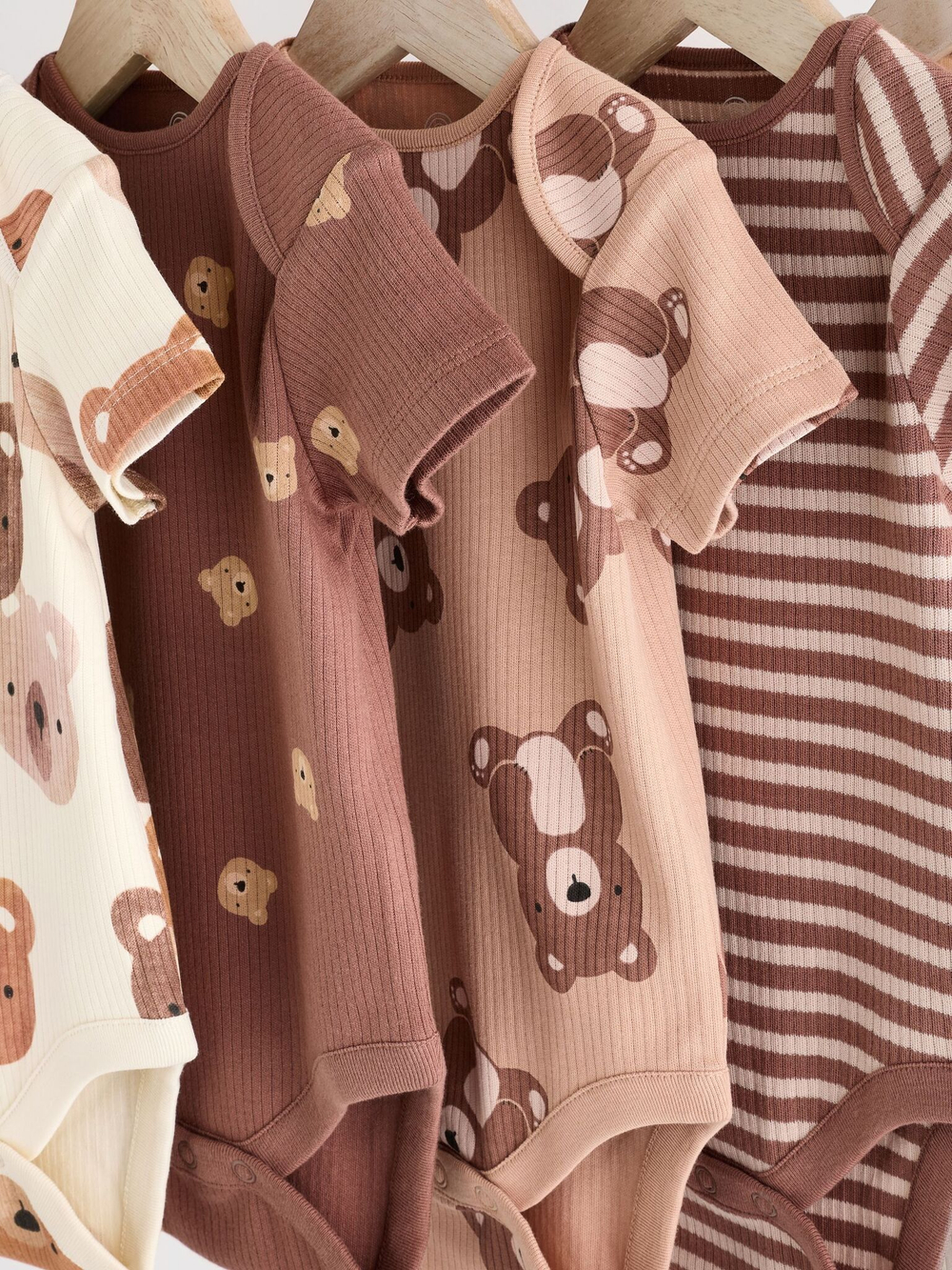 Боди с коротким рукавом для малышей Next N27-297, 5 шт., Бежевый, Коричневый