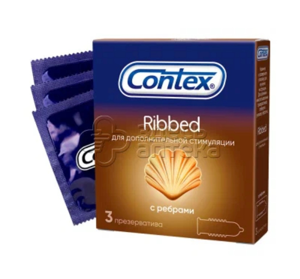 Презервативы Contex Ribbed с ребрами, 3 шт.
