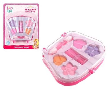 Набор косметики для девочки "Girl's Club" в наборе: тени - 3 цвета: розовый, фиолетовый, оранжевый; губная помада - 1 цвет: розовый.