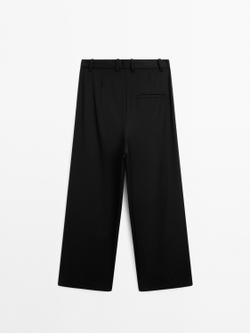Massimo Dutti Брюки из тонкой шерсти со складками, черный