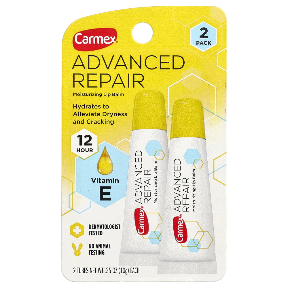Carmex, Advanced Repair, увлажняющий бальзам для губ, 2 тюбика по 10 г (0,35 унции)
