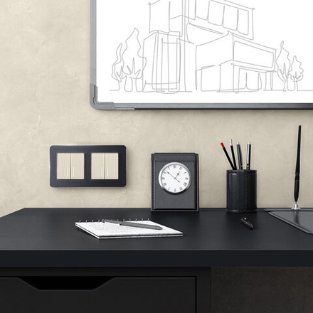 Выключатель двухклавишный проходной с подсветкой (айвори матовый)