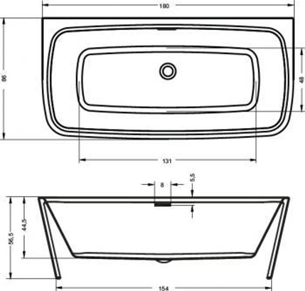 Ванна акриловая Riho ADORE 180x86 BD04005