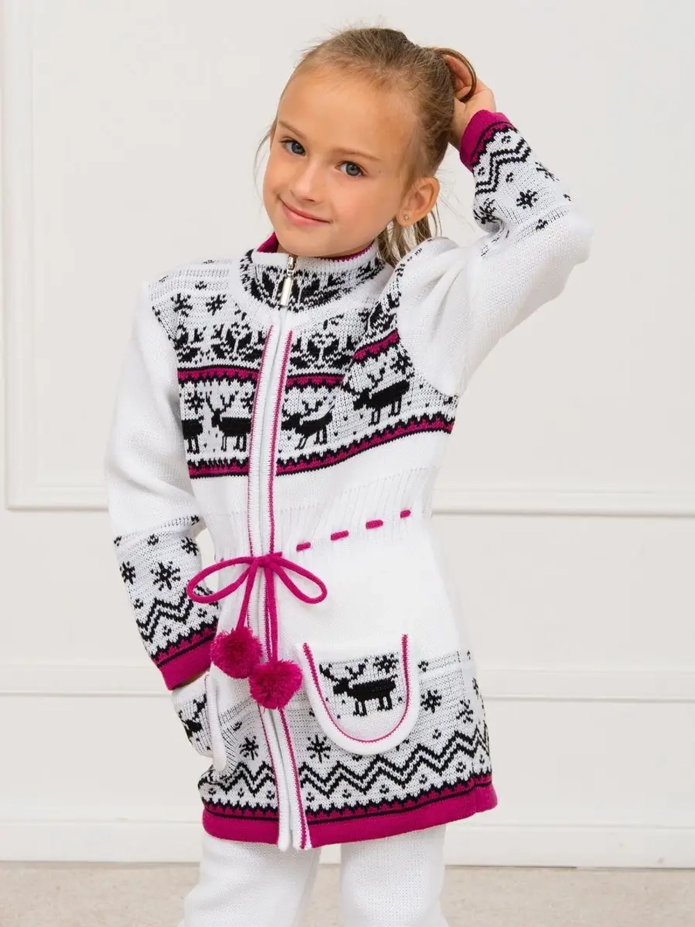 Кардиган вязаный на молнии для девочки